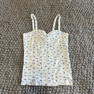 Doen top pointelle floral knit tank